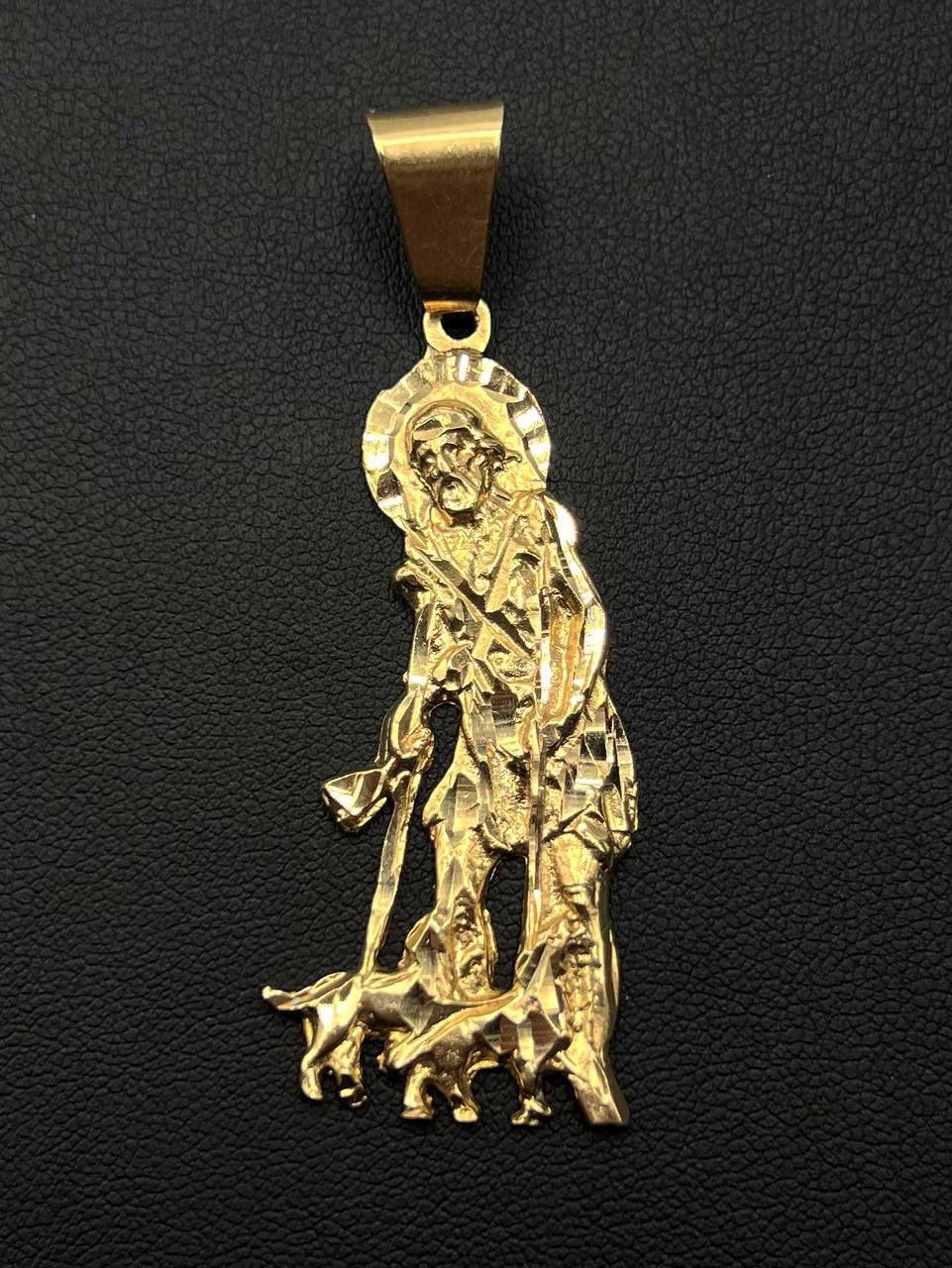 14k solid yellow gold San Lazaro Medalla pendant charm 9.8 grams