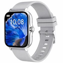 Silver Brand New Large Screen Smart Watch, Compatible With IPhone/Android, HD Voice Call, Message Reminder, Multiple Sports Models unisex