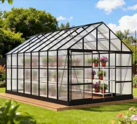 Outdoor Greenhouse with Kit & Adjustable Roof Vent