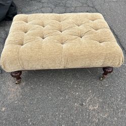 Tufted Ottoman, Wooden Legs w/wheels Chesterfield Style