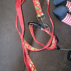 Dog Collar With Matching Leash Xmas Theme Sz. S /M