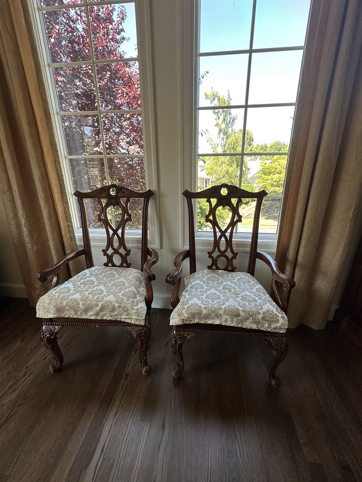 Armchairs-Solid Wood, Set of Two