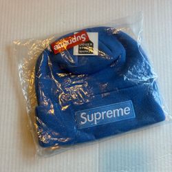 Supreme New Era Blue Solid Cuffed Beanie Hat World Famous One Size Men