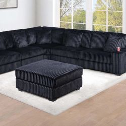 Corduroy sectional   6-Piece Modular Set XL   🔥  seccional XL color negro Nuevo en Caja 