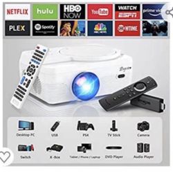 Projector Built in DVD Player, DXYIITOO Portable Mini Projector 6800 Lumens, 1080P Full HD Supported 250" Display，Compatible with iOS/Android/HDMI/VGA