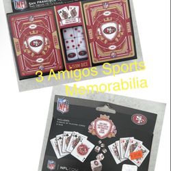 New San Francisco 49ers 2 Decks Of Playing Cards W/Dice Set