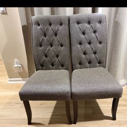 Ashley Furniture Tufted Dining Chairs (Set of 2) – Gray Upholstered