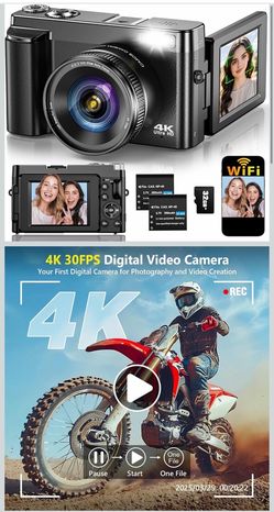4K Digital Camera for Photography Autofocus, Upgraded 64MP WiFi Vlog Camera