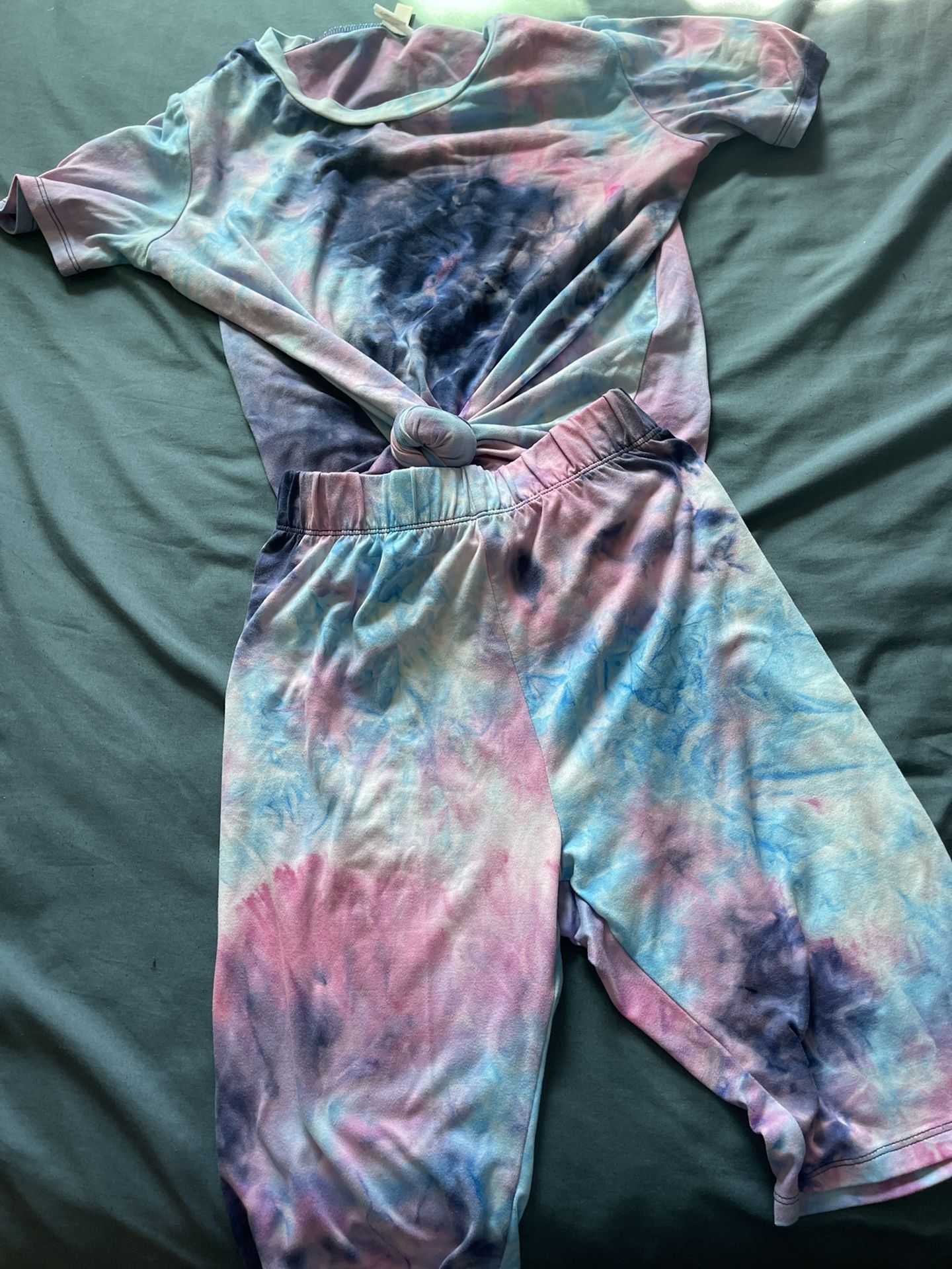 Tie-dye biker shorts set