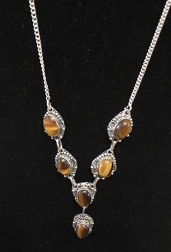 Tigers eye sterling silver necklace