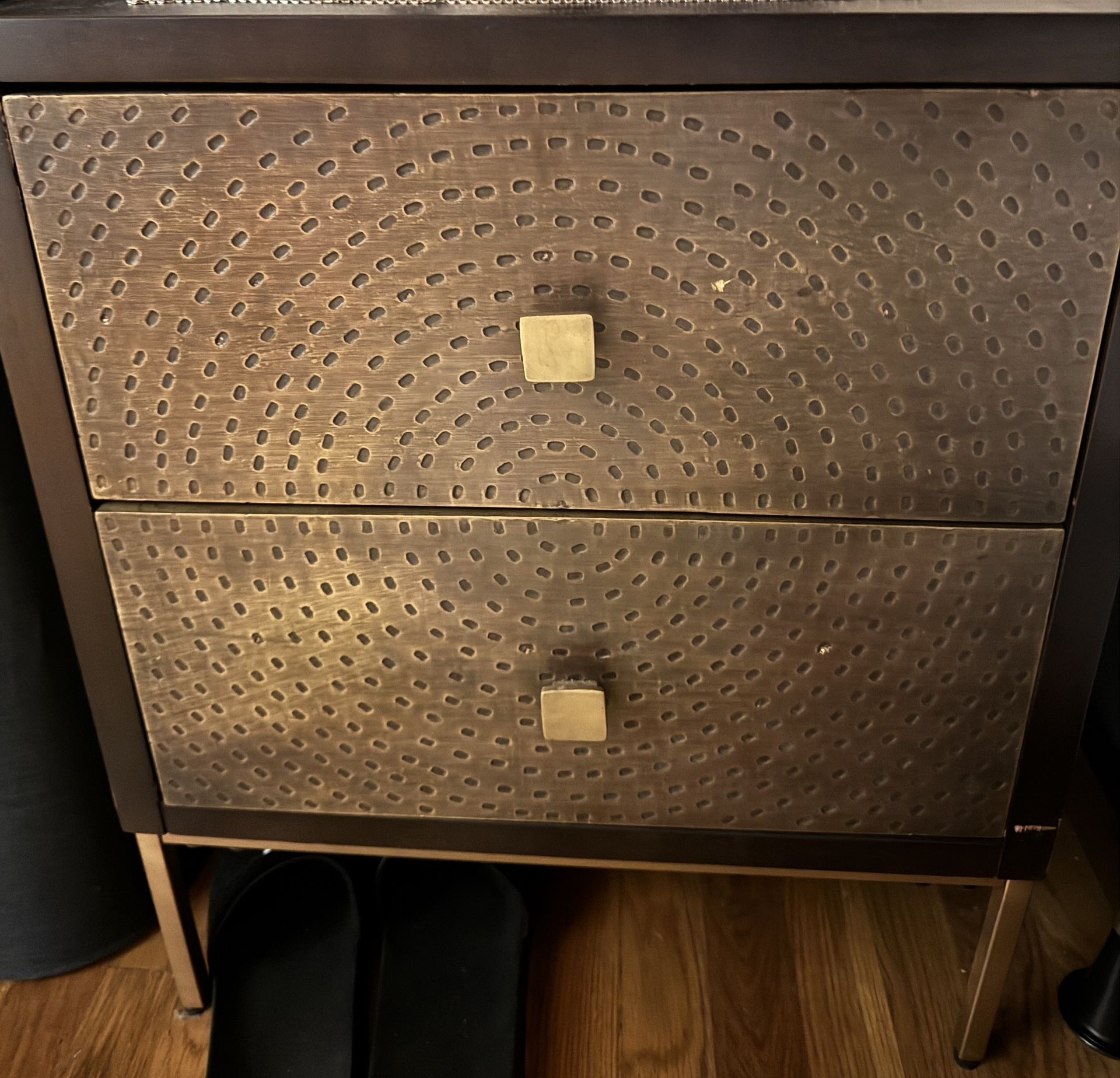 West Elm Decker Nightstand Solid Wood Brass