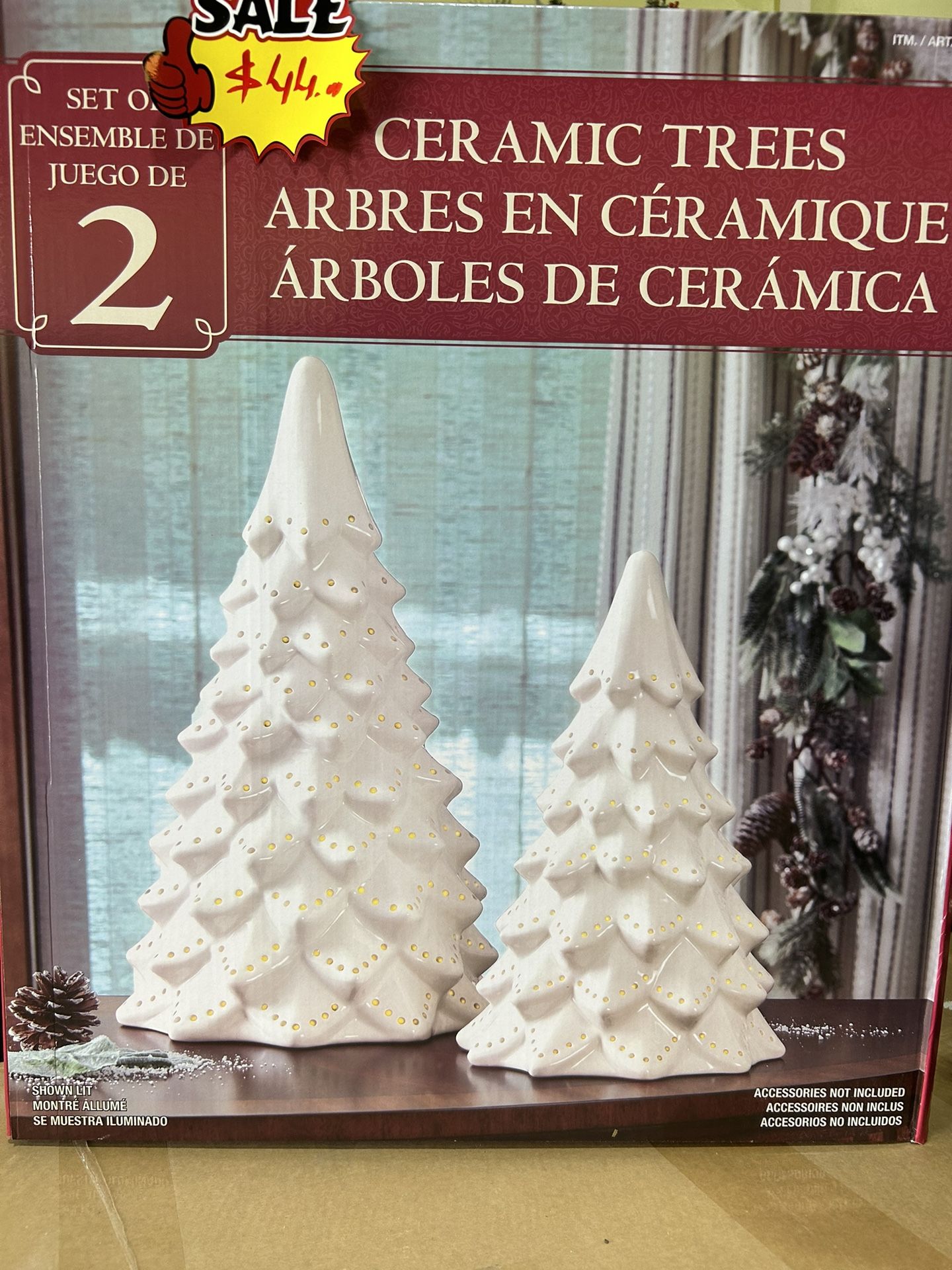 Costco Ceramic LED Trees Set of 2 - NEW