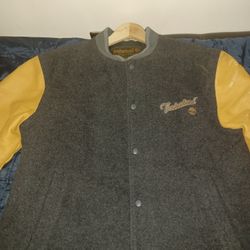 Timberland Varsity Jacket Size Medium Dark Gray And Tan