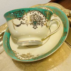 NORITAKE M Handpainted Made in Japan Teacup and Saucer 