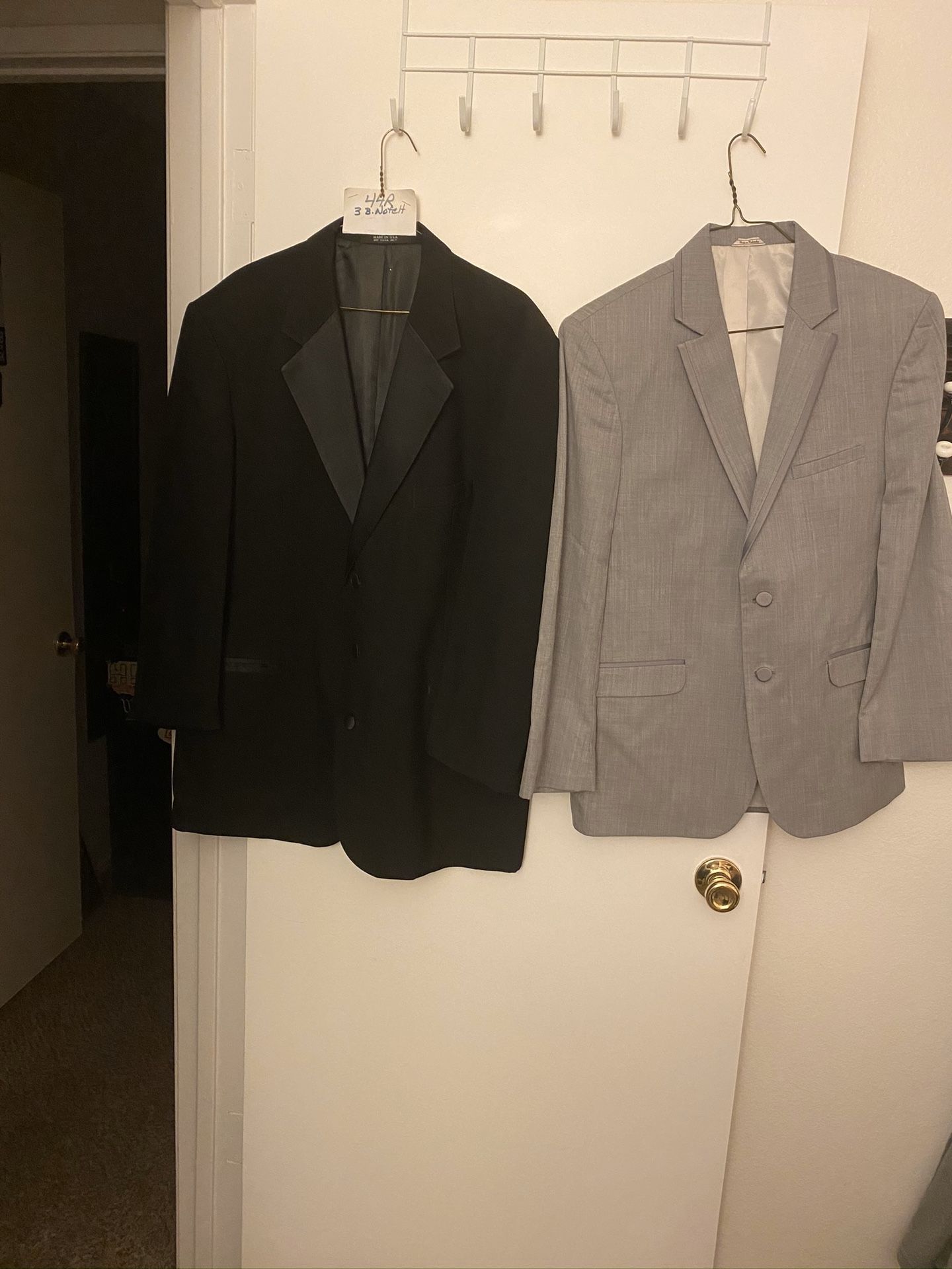 Tuxedos, dresses, suit jackets, vests, soo many sizes and colors