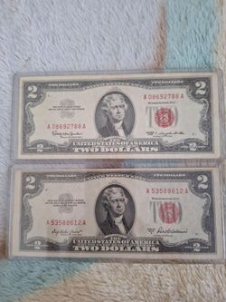 Two Dollar red seal notes