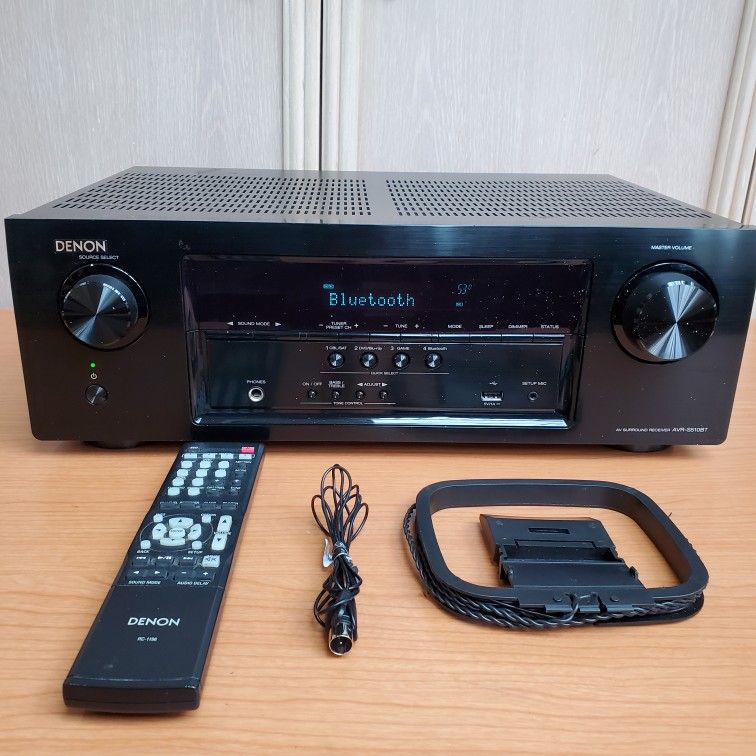 Denon Bluetooth AVR S510BT Receiver Remote Control AM FM Antennas 24 Hour Test Period