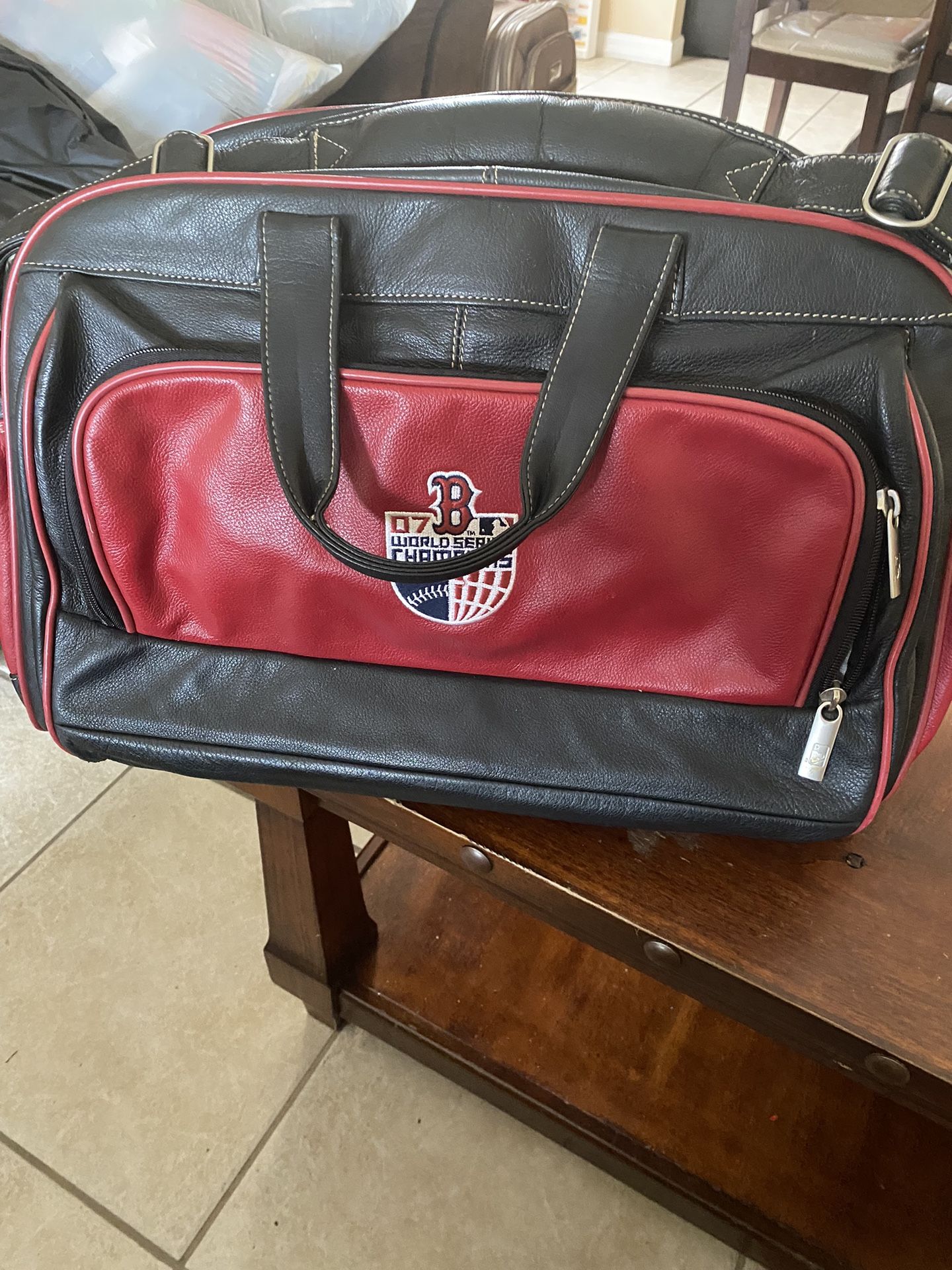 Boston Red Sox 2007 World Series Champions Leather Duffle Bag