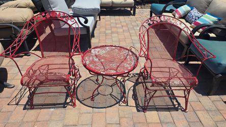 $160 PATIO BISTRO  2 ROCKING CHAIRS AND TABLE