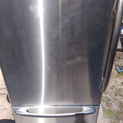 Freezer on the bottom refrigerator and  OTC microwave