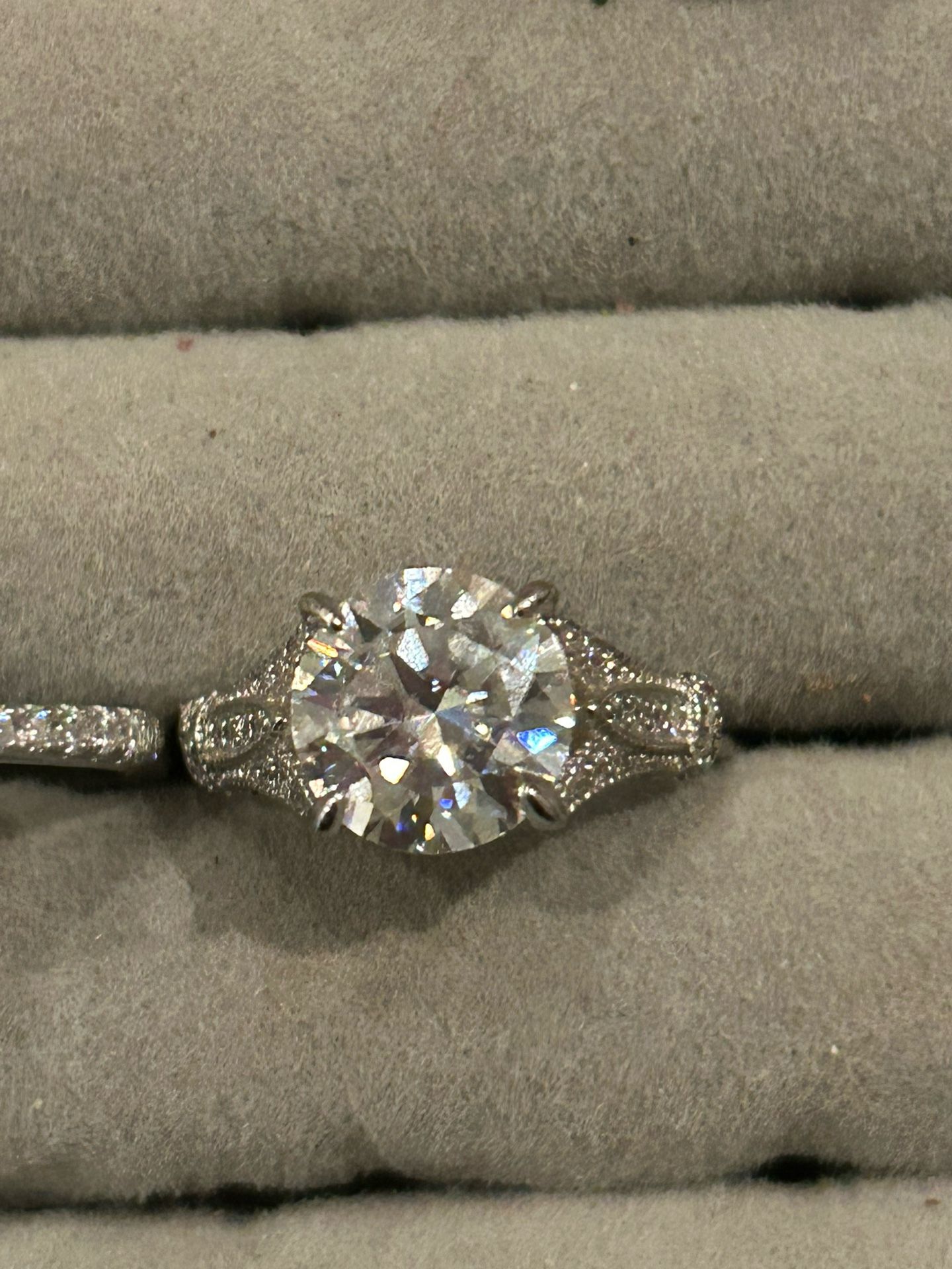 3.0ct Moissanite Vintage, European Cut, Antique Engagement/promise Ring In 18k Gold Plated S925