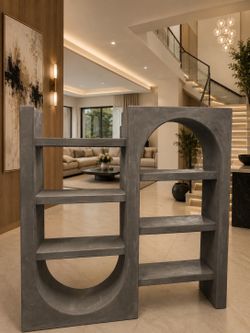Modern custom arched designer concrete style furniture shelf