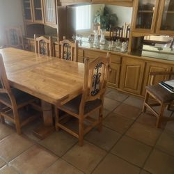 Dining Set, SOLID ALDER- Made By Furniture Ranch ! 44” X 120” , 8 Chairs. Pd 17 K Take 7k For All . Immediate Del Avail . 