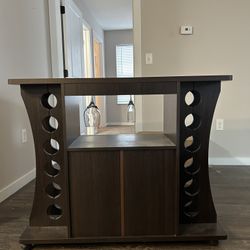 Rolling Wooden Wine Table 