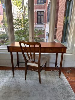 Mid-Century Modern Walnut Desk with Chair