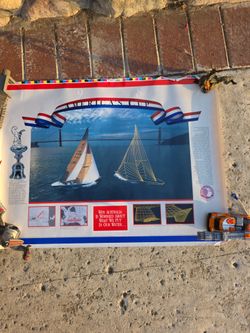 vintage promotional poster for the 1987 America's Cup, specifically highlighting the Golden Gate Challenge syndicate from San Francisco