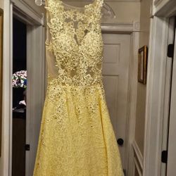 Amarra Yellow Short Prom dress