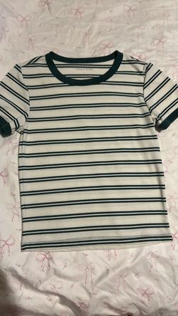 Pink Rose Striped Ribbed T-Shirt
