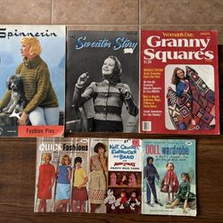 Vintage Knitting Crocheting Books Lot of 6 