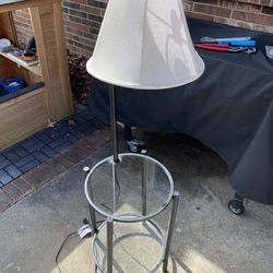 Glass table with lamp