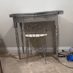 Silver Make Up Table