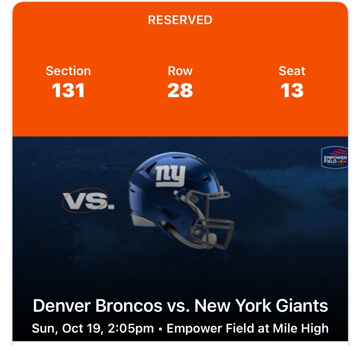 Denver Broncos Vs Giants