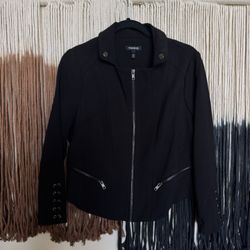 Black Torrid blazer with lace up and zipper detail; perfect condition