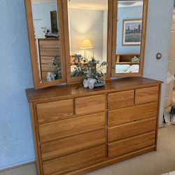 Solid Wood Bedroom Dresser and King headboard 