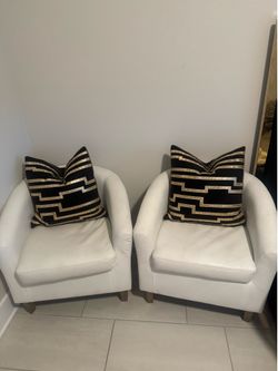 Contemporary White Faux Leather Accent Chairs