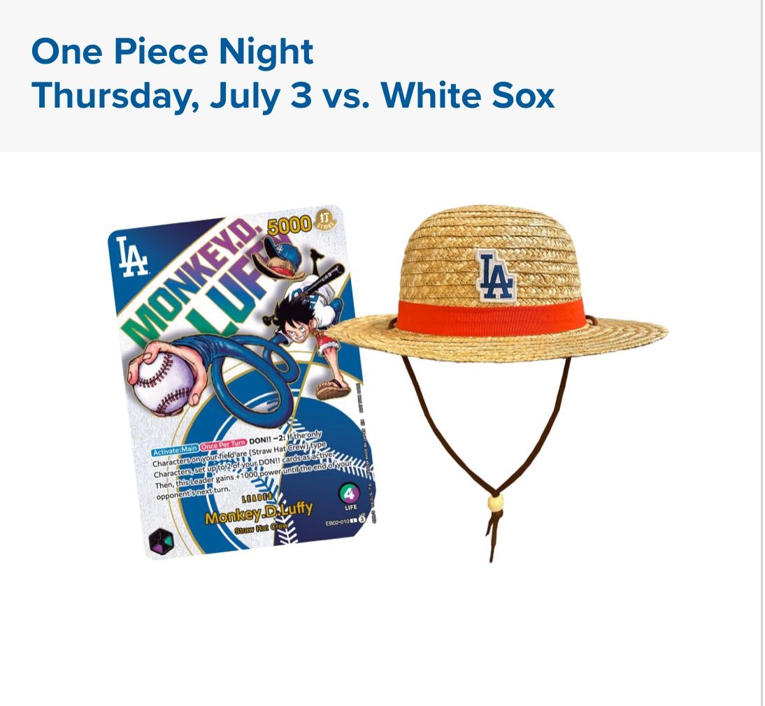 Dodgers One Piece Night Giveaway