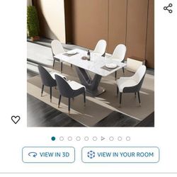 Modern  Marbal    Kitchen Table With 6pcs  Chairs New.