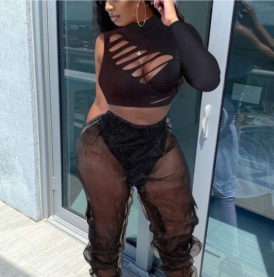 Black Mesh Jumpsuit