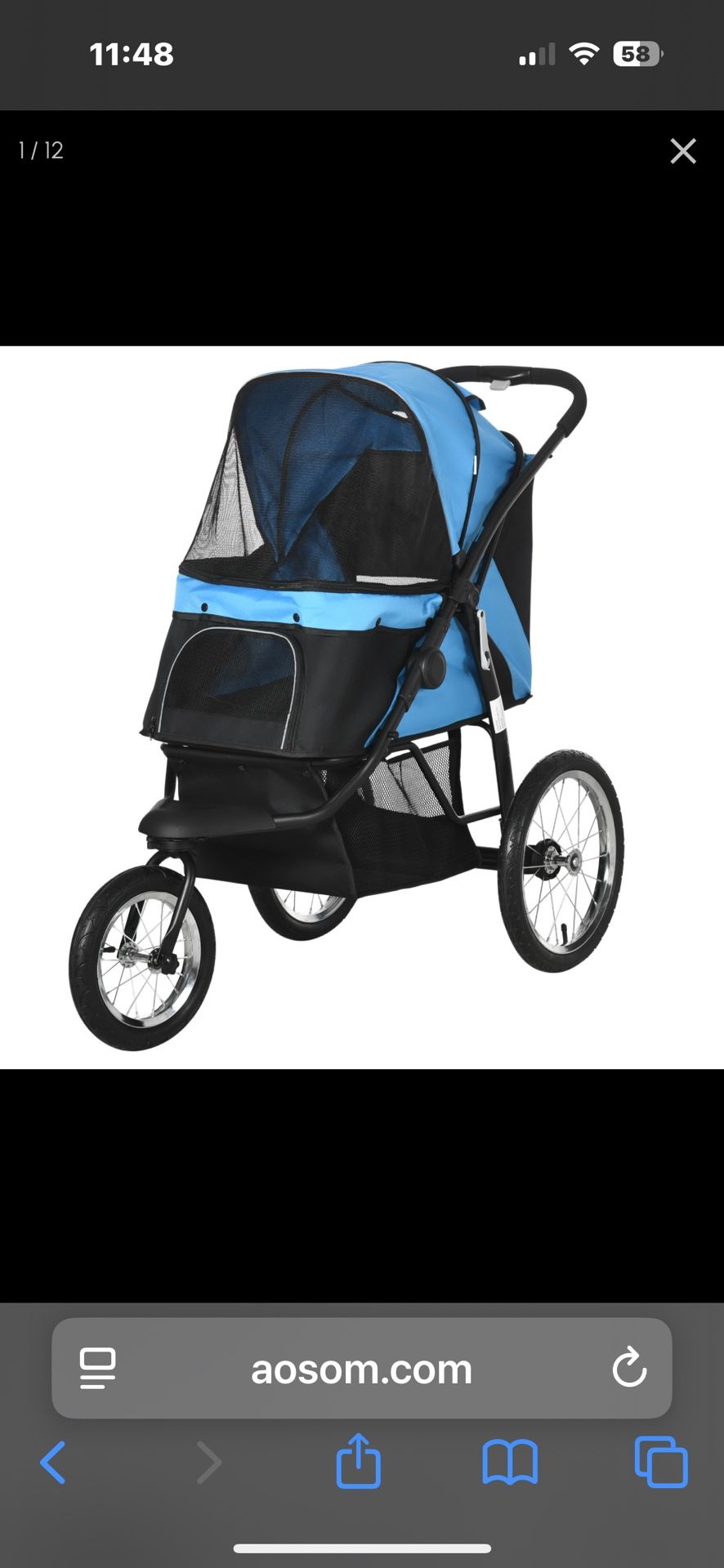 Pet stroller (Medium Size Up To 44 Lbs)