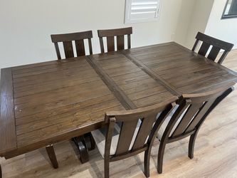 Dark Wood Dining Table with 6 Chairs