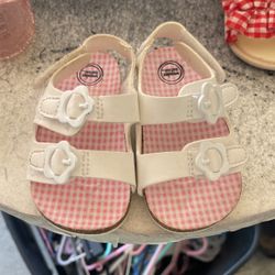 White Baby Girl Size 3 Faux Birkenstock Ankle Strap Sandals 