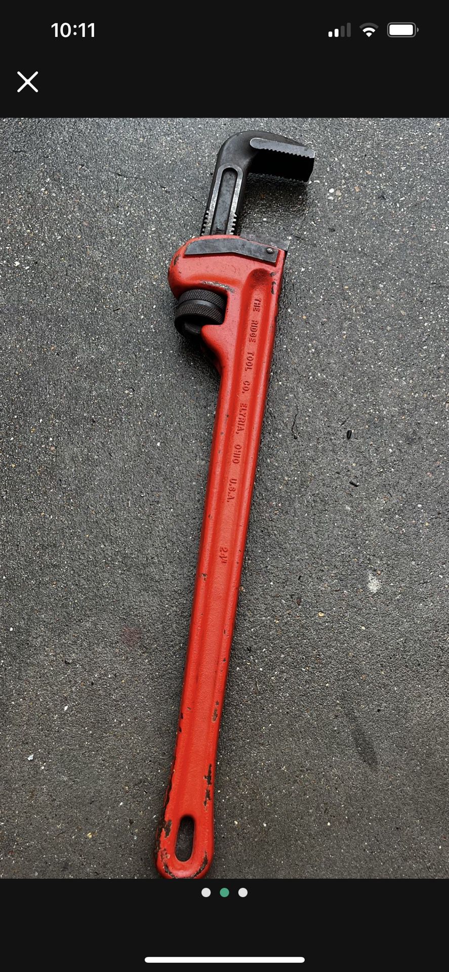 Rigid 24” Pipe wrench.  S.W.Arl