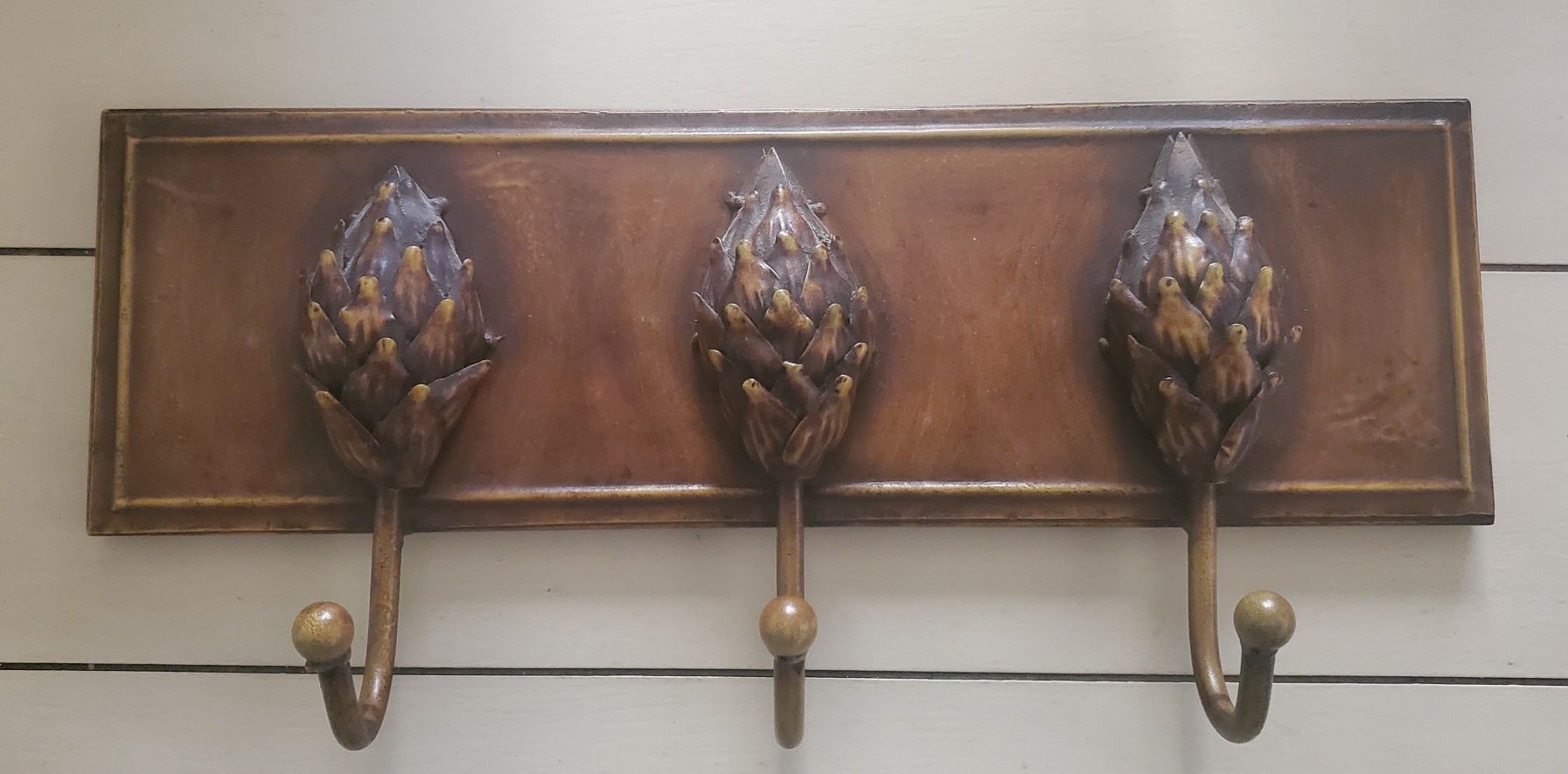Decorative Wall Hanging Coat Rack - Three Hooks - Metal (16.5"L x 5"W)