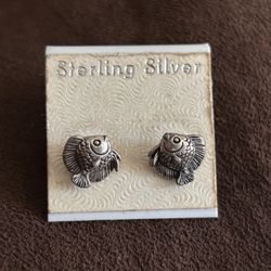 Sterling Silver Earrings—2 Fish 
