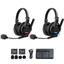 SYNCO XTALK XMAX2 Wireless Intercom Headset System, 2 Person Dual Ear Communication Headsets 500m/1640ft with Noise Reduction for Event TV Documentary