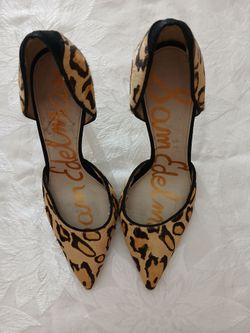 Leopard Print Fur Heels - size 7.5